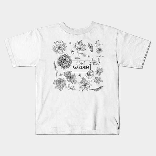 Floral Garden Kids T-Shirt by EveFarb